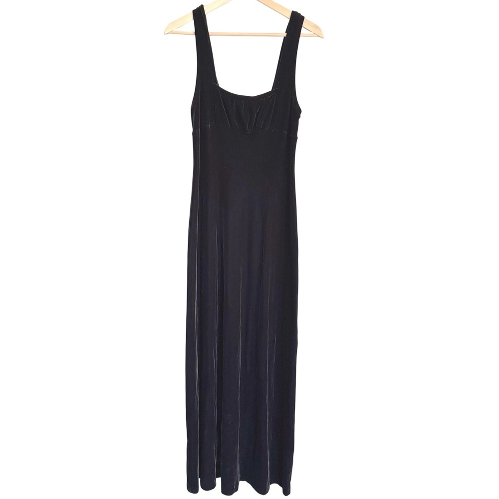 Vintage Y2K Black Velvet Maxi Dress‎ Whimsygoth Fairy Vamp Large Renaissance